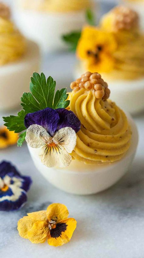 Truly, there are few appetizers prettier than these deviled eggs. They’re both elegant and out-of-this-world delicious! Devilled Eggs, Elegant Appetizers, Boursin Cheese, Reduce Food Waste, Small Bites, Deviled Eggs, Easter Recipes, Grocery List, Food App