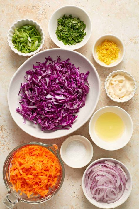 Purple Coleslaw Recipe, Purple Cabbage Salad Recipe, Purple Cabbage Slaw, Cabbage Coleslaw, Cabbage Salad Recipes, Small Cabbage, Purple Cabbage, Cold Dishes, Weekend Meals