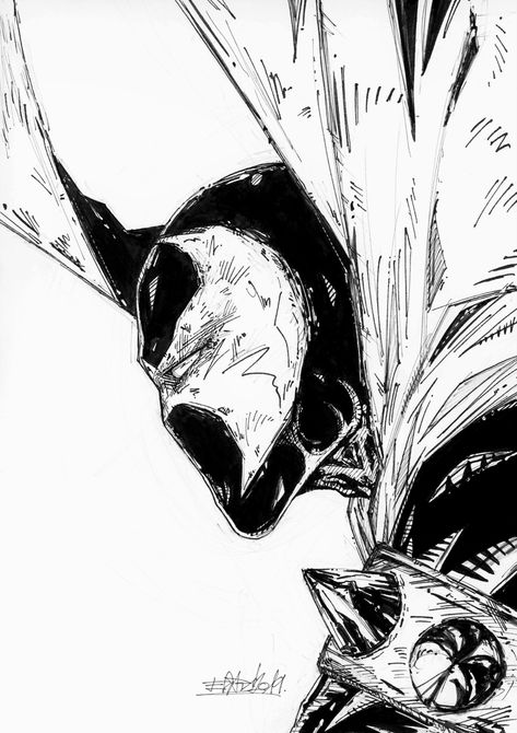 Batman Comic Drawing, Spawn Tattoo Ideas, Comic Book Drawing Sketches, Spawn Drawing, Spawn Sketch, Spawn Artwork, Stipple Drawing, Stick Men Drawings, Stippling Drawing