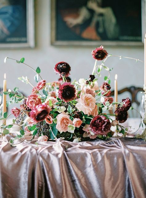 Gallery - Flashback to the Ultra Romance of Old World Venice Italy Succulent Centerpiece Wedding, Succulent Wedding Centerpieces, Romantic Wedding Centerpieces, Succulent Centerpiece, Burgundy And Blush Wedding, Wedding Burgundy, Romantic Wedding Receptions, Simple Wedding Centerpieces, Marsala Wedding