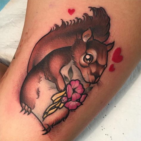 ♡Ly Moloney♡ on Instagram: “Thanks heaps Liss!! (Sorry for the repost, better picture maybe!?)😄” Traditional Squirrel Tattoo, Bacon Tattoo, Squirrel Tattoo, Well Pictures, American Tattoos, Peonies Tattoo, Awesome Tattoos, Baby Room Art, American Traditional Tattoo