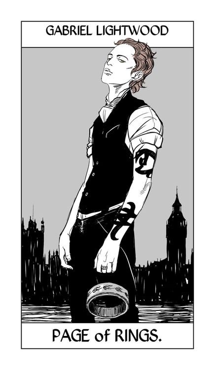 Cassandra Jean - Shadowhunter Tarot - Page of Rings (Gabriel Lightwood) Gabriel Lightwood, Instrument Families, Cassandra Jean, Shadowhunter Academy, Clockwork Angel, Cassandra Clare Books, Jace Wayland, Isabelle Lightwood, Clary Fray