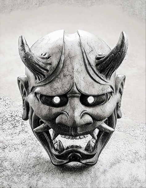 Hannya Maske Tattoo, Mascara Hannya, Hannya Maske, Oni Maske, Mascara Oni, Japanese Hannya Mask, Japanese Demon Tattoo, Japanese Mask Tattoo, Japanese Oni Mask