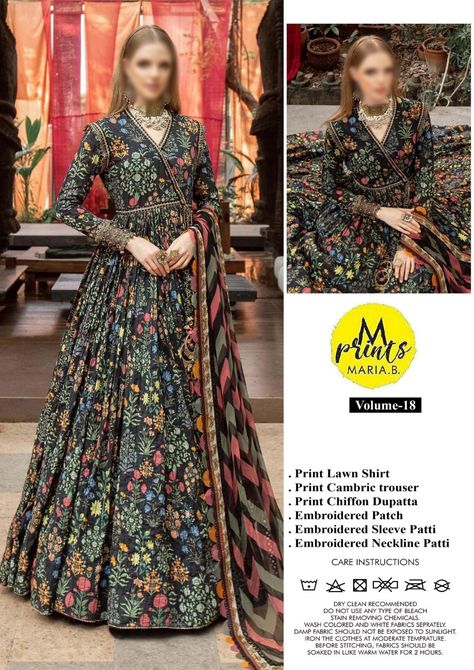 Maria.B Mprints Lawn Collection 2023. #MprintsLawn2023, Lawn Collection 2023, Maria B, Lawn Shirts, Embroidered Neckline, Wedding Collection, Womens Clothing Stores, Printed Linen, Print Chiffon, Wedding Wear