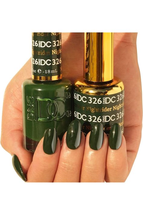 DND DC Gel Polish Set - 1 each of Green Gel Polish and Green Nail Polish, 326 Nightrider, 0.5 Fl Oz Dnd Green Gel Polish, Best Dnd Gel Colors, Green Gel Polish, Blue Gel Polish, Fall Fashion Colors, Dark Green Nails, Dnd Gel Polish, Hard Nails, Blue Gel