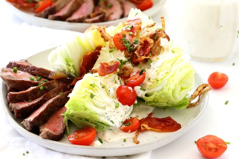 Steakhouse Style Wedge Salad | Dash of Savory | Cook with Passion Steakhouse Wedge Salad, Crusted Beef Tenderloin, Perfect Beef Tenderloin, Wedge Salad Recipe, Homemade Blue Cheese Dressing, Homemade Blue Cheese, Beef Tenderloin Recipes, Wedge Salad, Blue Cheese Dressing