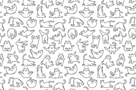 Yoga Cat Drawing, Cat Henna, Asana Yoga Poses, Yoga Pattern, Pet Store Design, Peaceful Meditation, Doodle Wall, Yoga Cat, Body Sketches