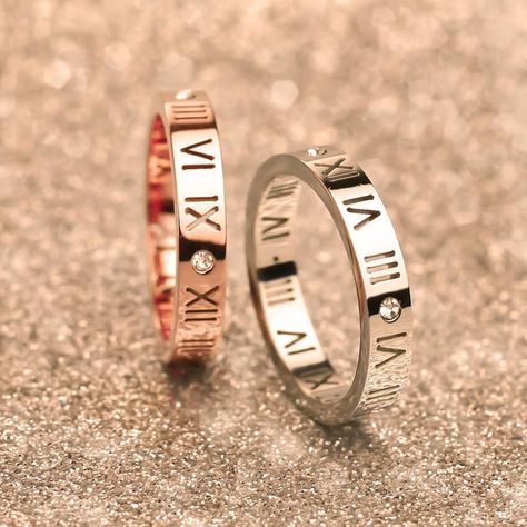 Promise Rings For Her - Luxury Celebrity Roman Numerals Promise Rings Roman Numeral Ring, Slim Ring, Celebrity Jewelry, Ring Elegant, Trendy Ring, Roman Numeral, Elegant Ring, Gold Plated Rings, Love Ring