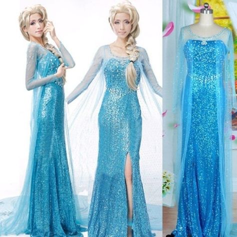 Elegant Frozen Elsa Ice Queen Women Dress Skirt Cosplay Costume Fancy Dresses Frozen Princess Dress, Frozen Costume Adult, Princess Elsa Dress, Frozen Elsa Dress, Elsa Cosplay, Party Gown Dress, Elsa Costume, Frozen Costume, Snow Dress