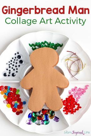 Gingerbread Man Art, Art Activity For Kids, Craft For Preschoolers, December Crafts, The Gingerbread Man, Preschool Christmas Crafts, Christmas Collage, Art Activity, Christmas School