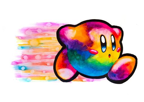 kirby rainbow !!! Kirby Tattoo, Watercolor Art Journal, Iphone Wallpaper Hipster, Nintendo Art, Mario Art, Dope Cartoon Art, Dessin Adorable, Camping Art, Chalk Art