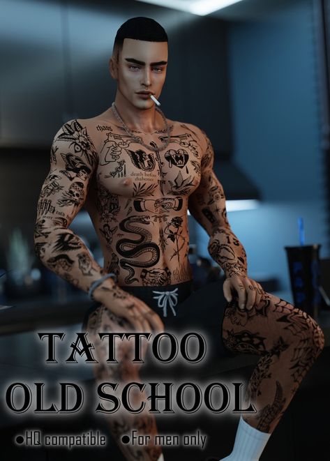 Sims 4 Men Clothing, Sims 4 Stories, Sims 4 Male Clothes, Sims 4 Cheats, Sims 4 Tattoos, The Sims 4 Pc, Tattoo Old School, Pelo Sims, Good Game