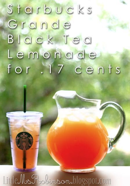 Starbucks Black Tea, Copycat Drinks, Country Time Lemonade, Starbucks Black, Iced Tea Lemonade, Tea Lemonade, Starbucks Diy, Homemade Syrup, Frozen Lemonade