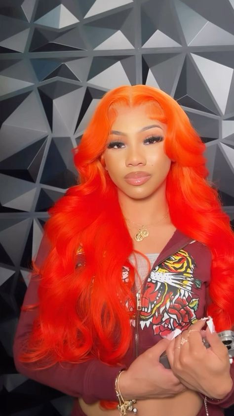 Orange Wig, Frontal Wig Hairstyles, Creative Hair Color, Wigs Glueless, Hair Twist Styles, Pretty Hair Color, Dope Hairstyles, Body Wave Hair, Lace Hair