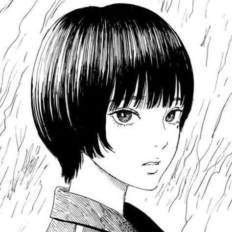 Short Hair, Black And White, Hair, Anime, White, Black