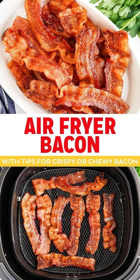 Air Fry Bacon, Air Fryer Bacon, Air Fryer Recipes Breakfast, Air Fryer Cooking Times, Cooks Air Fryer, Air Fried Food, Air Fryer Oven Recipes, Cooking Bacon, Air Fry Recipes