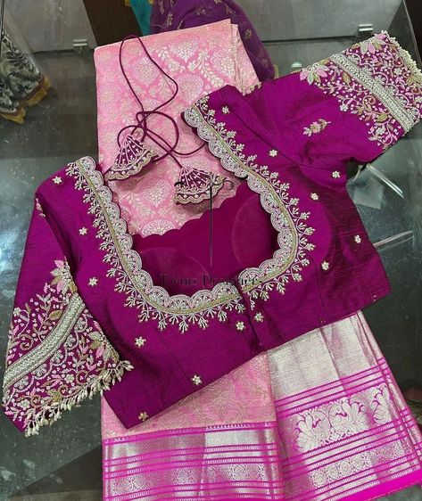 Cutwork Maggam Work Blouses, Pattu Blouse Design Models Latest, Maggam Work Blouse Designs Latest For Pattu Sarees, Half Saree Blouse Designs, Marriage Blouses, Exclusive Blouse Designs, Anarkali Patterns, Mirror Work Blouse Design, Latest Bridal Blouse Designs