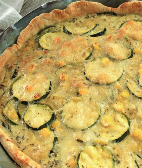 Our sweet corn and zucchini pie recipe is total comfort food and it’s so easy to make. Using premade pie crust and other inexpensive, easy-to-find ingredients, this dish will satisfy your soul come breakfast, lunch or dinner. Baked Chicken With Spinach, Peanut Butter Pretzel Pie, Zucchini Pie Recipes, Pretzel Pie, Frozen Peanut Butter, Artichoke Recipe, Corn And Zucchini, Chicken With Spinach, Premade Pie Crust