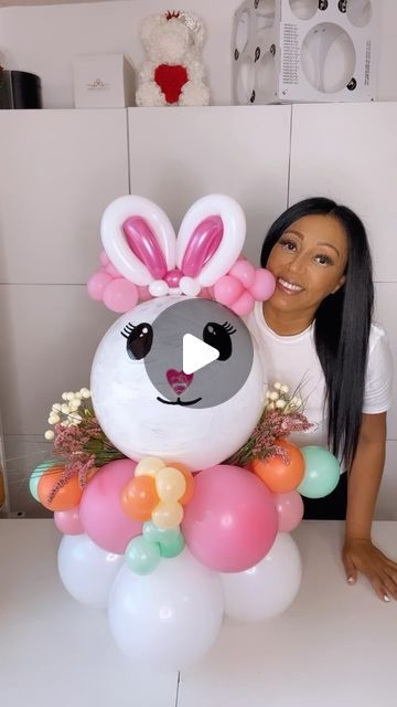 Corina Rodriguez on Instagram: "Easter Bunny Balloon tutorial 🐰#easterbunny" Balloon Bunny, Bunny Balloon, Bunny Tutorial, Diy Bunny, Balloon Columns, February 22, Easter Bunny, Shower Ideas, Balloons