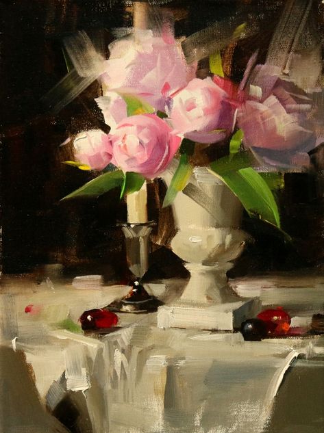 Qiang Huang, Still Life Artists, Daily Painters, Peony Painting, Still Life Flowers, Texas Artist, Rose Pictures, Oil Painting Flowers, Painting Still Life