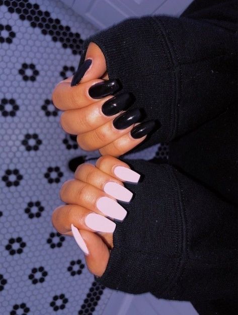 Hot Pink Nails With Black, Pink Nails With Black Design, Nails With Black Design, Vsco Nails, Nails With Black, Nails Grunge, Milky Nails, Halloween Acrylic Nails, Hot Pink Nails