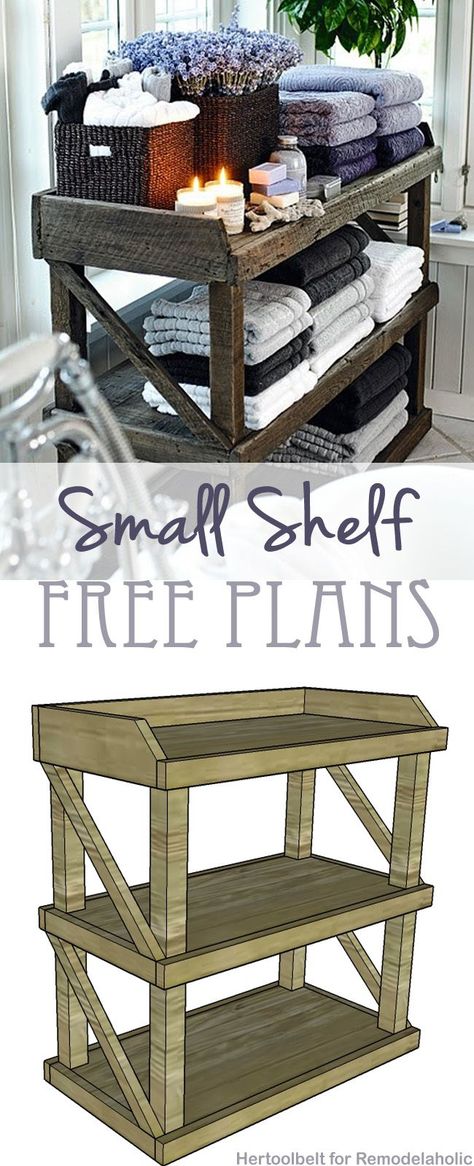 Free DIY plans to build an easy and stylish small shelf on Remodelaholic.com #storage #DIY Standing Shelf, Smart Tiles, Small Shelf, Into The Wood, Diy Building, Small Shelves, Teds Woodworking, Pallet Ideas, Cool Ideas