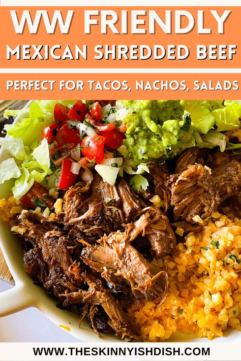 Slow Cooker Mexican Shredded Beef (Barbacoa) Slow Cooker Mexican Shredded Beef (barbacoa), Shredded Beef Bowls, Skinnydish Recipes, Slow Cooker Mexican Shredded Beef, Slow Cooker Mexican Beef, Beef Barbacoa Slow Cooker, Skinnyish Dish, Crockpot Mexican, Beef Barbacoa