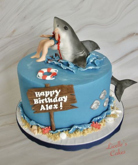 Shark Eating, 8th Birthday Cake, Alice In Wonderland Cakes, Man Cake, Shark Cake, Fondant Decorations, Shark Party, Crazy Cakes, Cakes For Men