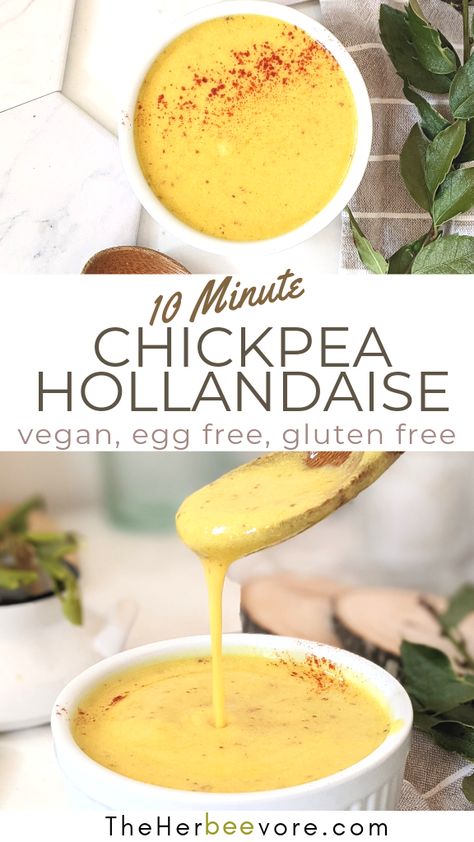 Vegan Hollandaise, Vegan Hollandaise Sauce, Homemade Hollandaise Sauce, Recipe For Hollandaise Sauce, Vegan Cheese Recipes, Savory Salads, Vegan Brunch, Gluten Free Egg Free, Hollandaise Sauce