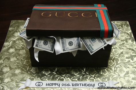 Edible Print Cake, 26 Birthday Cake, Money Birthday Cake, Gucci Cake, Cake For Men, Cake Competition, 14th Birthday Cakes, 17th Birthday Ideas, Happy 25th Birthday