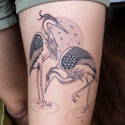 Heron Tattoo, Crane Tattoo, Birds Feathers, Funky Tattoos, Safe Travels, Herons, Animal Nature, Time Tattoos, Back Tattoos