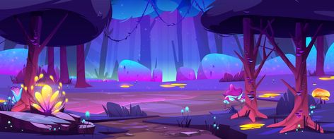 Free Vector | Magic forest landscape at night Swamp Magic, Forest Cartoon, Night Club Aesthetic, Magical Images, Forest Background, Magic Forest, Fantasy Forest, Game Background, Cartoon Background