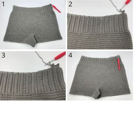 Crochet Shorts: Beginner friendly (Free Pattern XS-XXL) - % Crochet Pants Pattern, Shorts Pattern Free, Crochet Shorts Pattern, Crochet Top Outfit, Crochet Bottoms, Bikinis Crochet, Shorts Crochet, Crochet Pants, Crochet Sweater Pattern Free