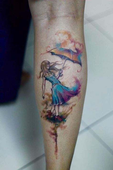 Tattoo Sister, Unique Sister Tattoos, Survival Tattoo, Umbrella Tattoo, Watercolor Beautiful, Tattoo Foot, Best Tattoos For Women, Trendy Tattoo, Incredible Tattoos