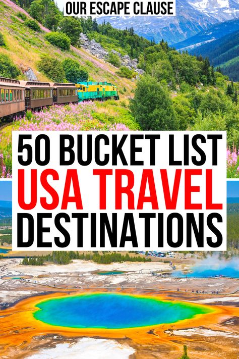 50 Bucket List USA Travel Destinations #bucketlist #america #usa #travel #adventure #tourist #sightsee #roadtrip Prettiest Places In The Us, Must See Places In The Us, Best Places To Travel In Us, Bucket List Usa, Usa Vacation Destinations, Usa Vacations, Places To Vacation, Beautiful Places In Usa, Chobe National Park