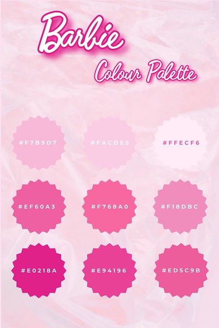 Colour Palette - Barbie | Laura Bou | Flickr Barbie Pallete Color, Dti Color Palettes, Barbie Colour Palette, Pink Pallet Color, Canva Colour Palettes, Barbie Color Palette, Pink Pallet, Canva Color Palette, Color Palette Combinations