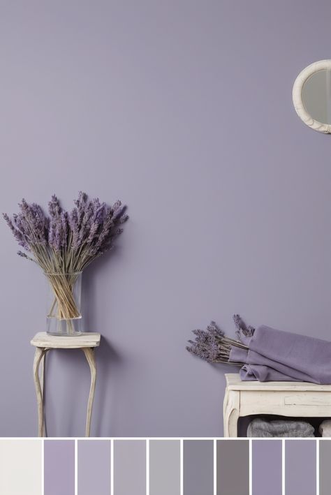 Lavender Wall Paint, Colors With Lavender, Lavender Color Palette, Using Lavender, Lavender Bedroom, Cherry Wood Kitchens, Lavender Walls, Interior Design Apps, Glam Ideas