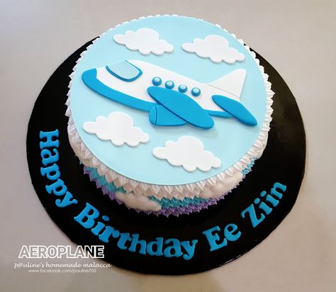 Aeroplane #paulineshomemademalacca Airplane Runway Cake, Aeroplane Birthday Cake, Plane Theme Cake, Aeroplane Cake Design, Birthday Cake Airplane, Airplane Cake Ideas, Aeroplane Cake, Planes Birthday Cake, Travel Cakes