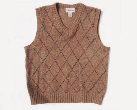 Brown Knitted Sleeveless Vest, Brown Knit Sleeveless Vest, Fitted Brown Cotton Sweater Vest, Brown Knit V-neck Vest, Fall Jacquard Knit V-neck Sweater Vest, Vest Dress, Sleeveless Top, Women's Top