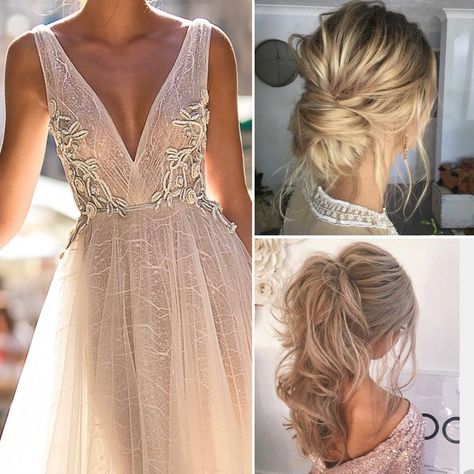 Debs Hairstyles, Neckline Guide, Ellis Bridal, V Neck Wedding Dress, Dress Hairstyles, Beaded Gown, Backless Wedding Dress, Formal Hairstyles, Necklines For Dresses