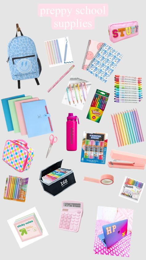 Cheap Preppy Bags For Back To School, Cheap Preppy Bags For Students, Preppy Bags For Students At End Of School Year, Pack My School Bag With Me Preppy, Preppy Stationary, Preppy What’s In My Backpack, School Backpack Essentials, College Student Hacks, Backpack Essentials