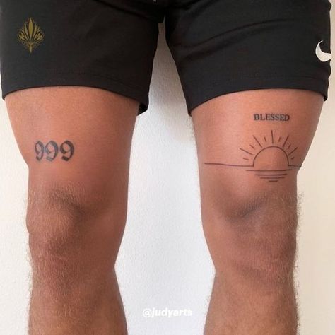 Fresh Ink Inspiration: Trendy Tattoo Ideas for Men in Summer 2023 Calf Shin Tattoo, Men’s Quad Tattoos, Quadriceps Tattoo, Tattoos With A Meaning, Front Thigh Tattoos Men, Mens Quad Tattoo, Men Leg Tattoo Ideas Design, Upper Knee Tattoo Men, Small Calf Tattoo Men