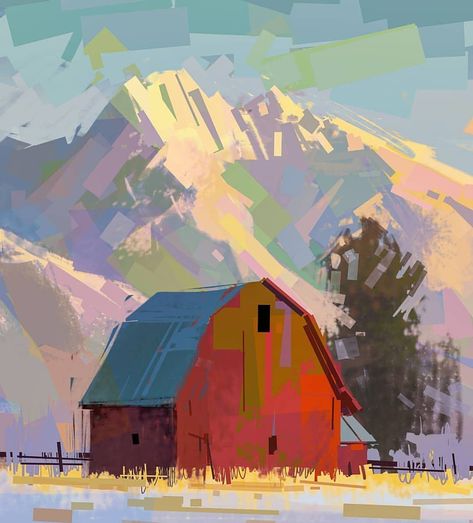 mike hernandez on Instagram: “Barn painted digitally in Photoshop #art #painting #digitalpainting #digitalart #photoshop #landscapepainting” Mike Hernandez, Environment Painting, Barn Painting, Landscape Concept, Digital Painting Tutorials, Arte Inspo, Landscape Drawings, Landscape Artist, Environment Design