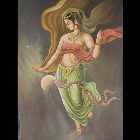 Apsara Painting, Omar Khayyam, Rajasthani Painting, Indian Women Painting, Indian Painting, Female Art Painting, Mythology Art, Indian Paintings, Indian Art Paintings