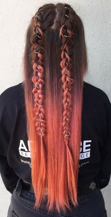 Hair With Plaits, Modern Ariel, Girls Hairstyles Easy, Colourful Hair, Braids Styles, Ring Accessories, Cool Braid Hairstyles, Hair Rings, Plaits