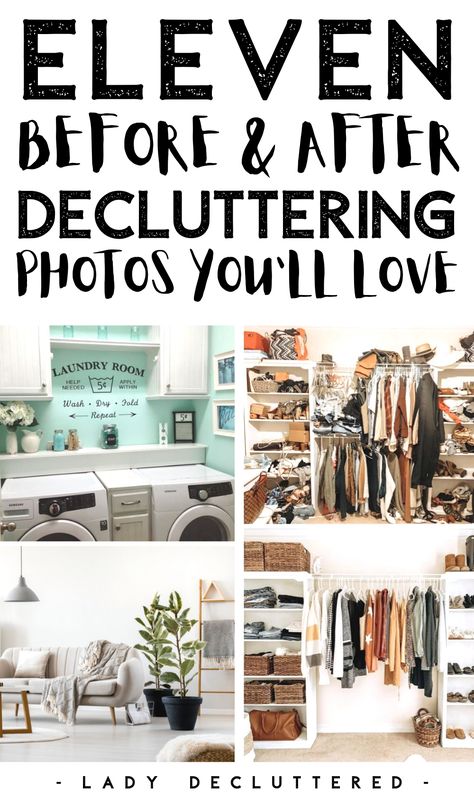 We all have a vision of what our homes would look like after we have decluttered and organized them. Sometimes you have to see that vision come to life to know it's worth all of your effort. These 11 before and after decluttering photos prove that people with realistic homes can declutter and organize to perfection. #ladydecluttered #decluttering #organziingtipsforthehome #beforeandafterdeclutter #declutterinspirtation #declutteringphotos #organizedhomes Office Decluttering, Declutter Bedroom, Decluttering Inspiration, Closet Built Ins, Clutter Control, Declutter Home, Declutter Your Mind, Wash Dry Fold, Getting Rid Of Clutter