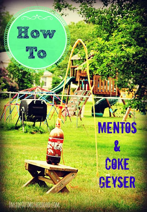 How to make a Diet Coke and Mentos Geyser and how it works! Mentos And Coke, Coke And Mentos, Simple Science Experiments, Villains Party, Experiments Kids, Diy Science Experiments, Science Experiments For Preschoolers, Kid Experiments, Easy Science Experiments