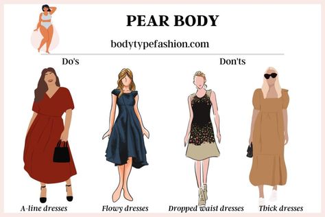 Aim Pear Body Shape Fashion, Pear Body Shape Outfits, Shapeless Dress, Pear Shape Fashion, Pear Shaped Dresses, Pear Shaped Outfits, Wider Hips, Inverted Triangle Body Shape, Pear Shaped Women