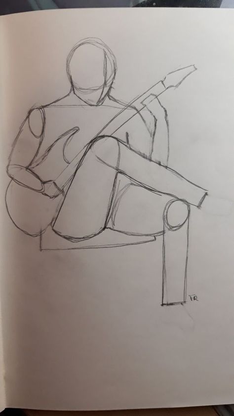 playing guitar Guitar Holding Pose, Playing Guitar Pose Reference, Guitar Draw, Guitar Pose Reference, Guitar Poses, Drawing Guitar, Guitar Pose, Step By Step Sketches, Guitar Drawing