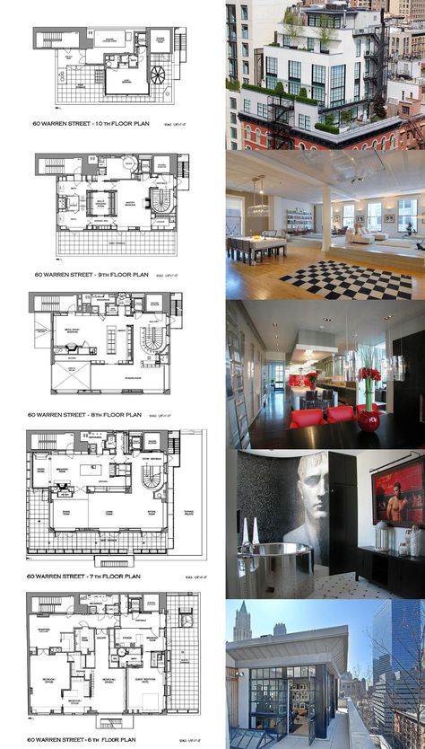 Penthouse Floor Plan Luxury, Townhouse Floor Plan, Penthouse Apartment Floor Plan, Penthouse Layout, New York Townhouse, Nyc Penthouse, New York Buildings, Apartment Exterior, Apartment Floor Plan